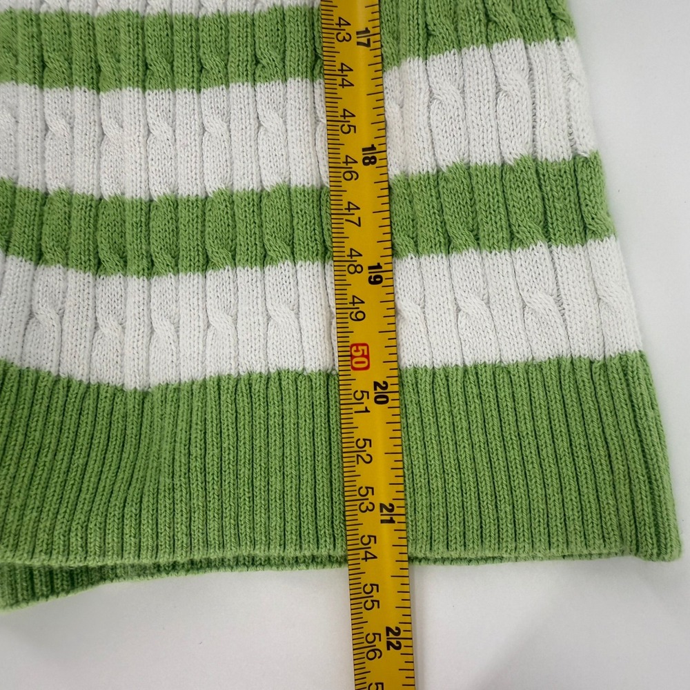 Jeanne Pierre Womens Sz S Cable Knit Striped Sleeveless Sweater Vest Green White - Picture 6 of 7